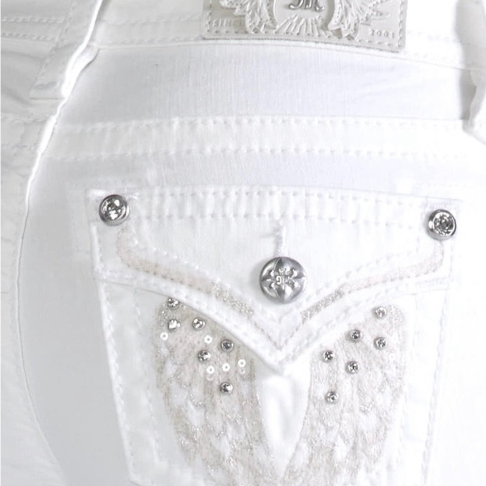 NWT MISS ME jeans white Crystal Wing Bootcut Jeans. Still in original plastic
